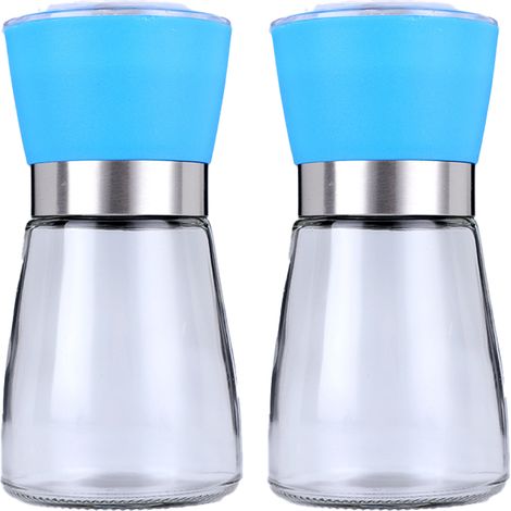 2 moulin à sel et à poivre Divers accessoire de portail, en verre et acier inoxydable, réglable, céramique, 13cm, 180ml/200ml (1/5)