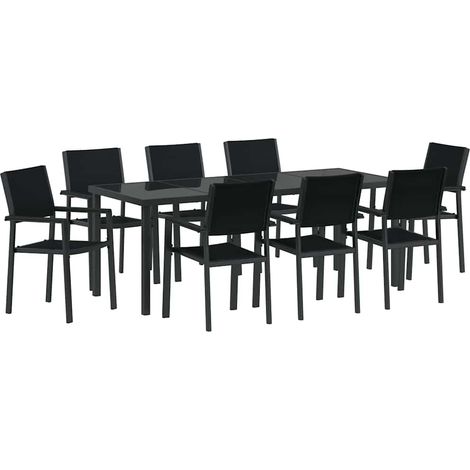 Maison Exclusive - Set da Pranzo per Giardino 9 pcs Nero