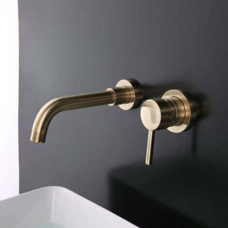 Rubinetto per lavabo da bagno in ottone, montaggio a parete, oro spazzolato, rubinetto da bagno a parete, miscelatore per lavabo, acciaio inossidabile, elegante