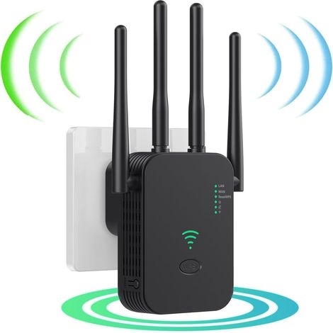 Répéteur WiFi Amplificateur WiFi Signal Booster,4 Antennes WiFi Extenders,2 Ports LAN,Répéteur WiFi PuissantMode Répéteur & Routeur & AP,Compatible avec Tous Les Ports Ethernet (1/5)