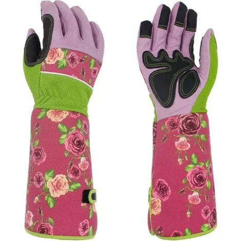 Gants de jardin à manches longues, gants de jardinage anti-épines pour hommes et femmes rose (1/5)