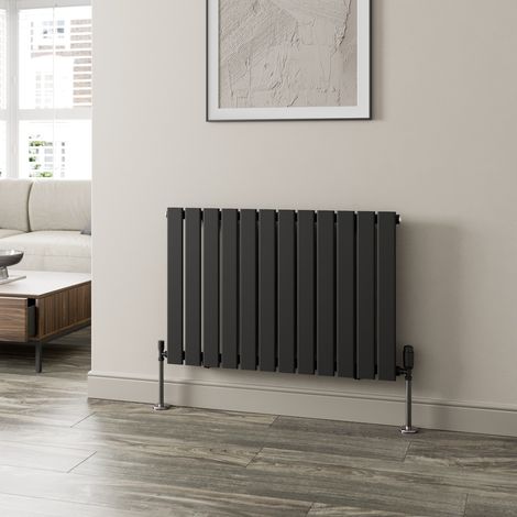 Black Flat Panel Designer Radiator Vertical Horizontal 600 x 908mm Single Panel (1/5)