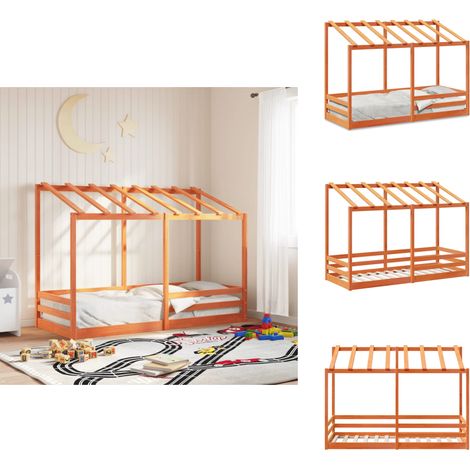 Kinderbett mit Dach Wachsbraun 90x190 cm Massivholz Kiefer - Kinderbett - Holzbett - Kiefernholzbett - Jugendzimmer - Kinderzimmereinrichtung (1/5)