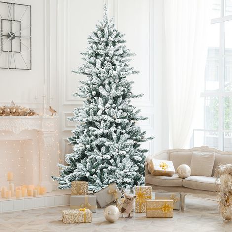 Albero di natale artificiale innevato da 210 cm con pigne