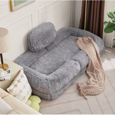 Poltrona da pavimento convertibile a 5 posizioni, 102 x 89 x 88 cm, grigio chiaro DESVIAE (1/5)