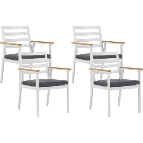 Set of 4 Garden Chairs with Cushions CAVOLI Metal Grey