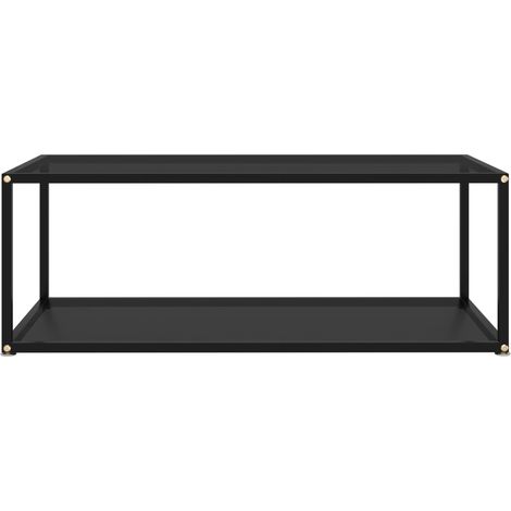 Table basse，Table d'appoint, Table de Salon Black 100x50x35 cm Tempered Glass CFW16661 (1/5)