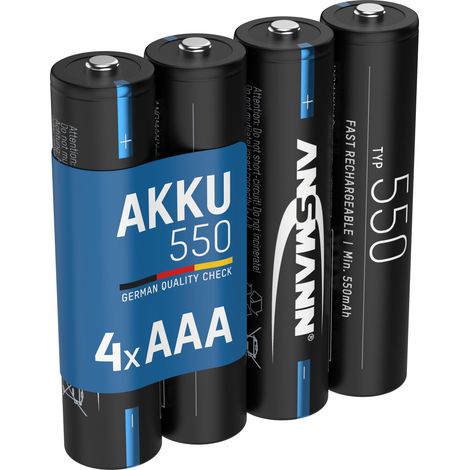 ANSMANN Akku Micro AAA, 550mAh NI-MH 1,2V, 4 Stück