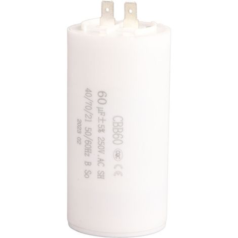 Condensateur de démarrage cylindrique CBB60, 250 V CA, 60 µF, 50/60 Hz, pour pompe à moteur
