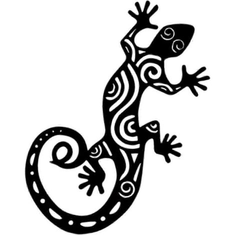 Décoration murale gecko en métal, ornement simple pour jardin, salon ou clôture.