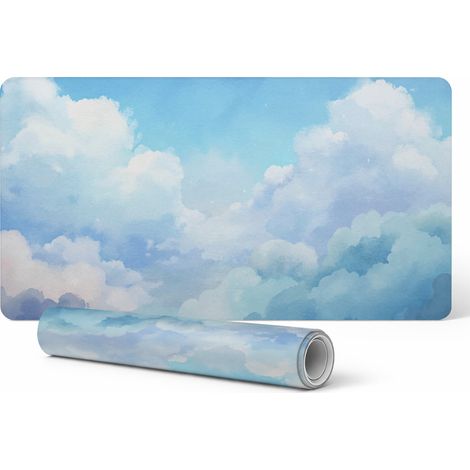 Alfombrilla de rat贸n para escritorio, teclado y port谩til, dise帽o de nubes pintadas, 90x45 cm