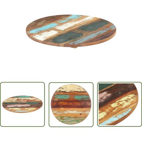 Plateau de table - Parfait pour Table à Manger, Cuisine ou Bureau rond 40 cm 25-27 mm Bois de récupération solide Chic-101364 (1/5)