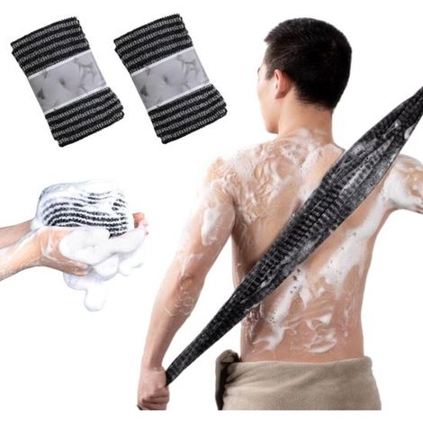 2 articles : Gommages antibactériens pour la douche - Serviettes de bain - Serviettes exfoliantes - Longues serviettes de bain noires (1/5)