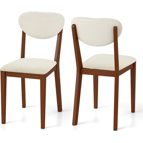 Costway – Lot de 2 chaises de salle à manger – Siège et dossier rembourrés en tissu Sherpa – Pieds en bois de caoutchouc – Charge 180 kg – Dimensions 42x52,5x87,5 cm (1/5)