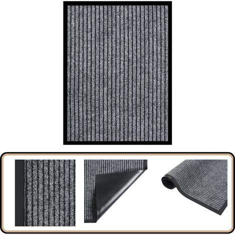 Paillasson rayé Gris 40x60 cm - Tapis D'entrée - Paillasson Intérieur - Paillasson Extérieur - Tapis Absorbant - Tapis Résistant À L'eau (1/5)