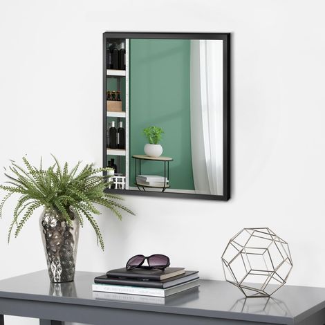 Petit Miroir rectangulaire pour Salle de Bain ou décoration Murale avec Cadre en métal brossé (Horizontal/Vertical) Noir, 27,9 x 38,1 cm (1/5)