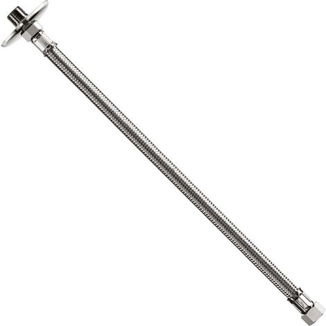 Attacco flessibile DN10 treccia acciaio inox AISI 304, maschio prolungato/femmina, rosone scorrevole in acciaio inox - Misura 1/2" x 1/2" L.35 cm 0093RF44035 (1/2)