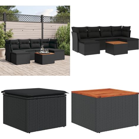 7-tlg. Garten-Sofagarnitur mit Kissen Schwarz Poly Rattan - Gartenmöbel - Outdoor Möbel - Rattan Gartenmöbel - PE-Rattan - Esstisch Set - Home & Living (1/5)
