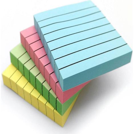 4 lots d'autocollants pratiques à lignes horizontales colorées, 50 feuilles, 4 x 4 - rouge + jaune vif + vert + bleu clair