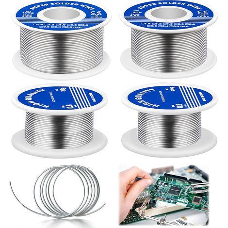 Fil de Soudure 1 mm, 4 Pièces Fil Etain a Souder, Bobine d\'Étain à Souder, Etain a Souder Electronique, Noyau de Flux En Colophane, Soudure Etain pour Soudure Électrique Réparation (1/5)