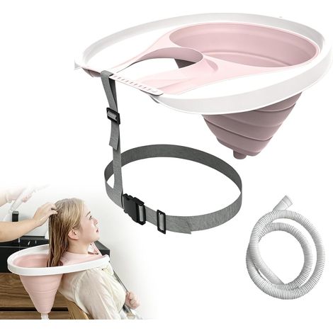 Lave-cheveux pliable pour poser le lit, lavabo portable, bol de lavage mobile avec tuyau de vidange pour les personnes âgées, lavage des cheveux au lit (1/5)