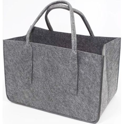 Sac de rangement en feutre, panier à bois de chauffage avec poignées, paniers de rangement en feutre, sacs ouverts multifonctionnels pliables et grands,Gris,50×25×25cm (1/4)