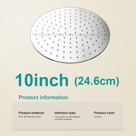 Pommeau de douche pluie anti-calcaire – Inox fixe 20 cm – Économie eau, haute pression – Salle de bain argent (1/5)