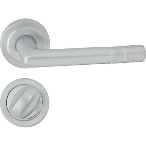 DOMINO Poignée de porte PALLAS R M50 M6 WC Poignée avec rosace WC Chrome satiné/brillant (1/5)