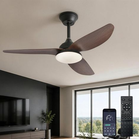 Ventilador de techo silencioso con luz, 100 cm, lámpara integrada, motor de CC reversible, 6 velocidades, regulable con función de memoria, lámpara de techo tipo araña para dormitorio/sala de estar - (1/5)