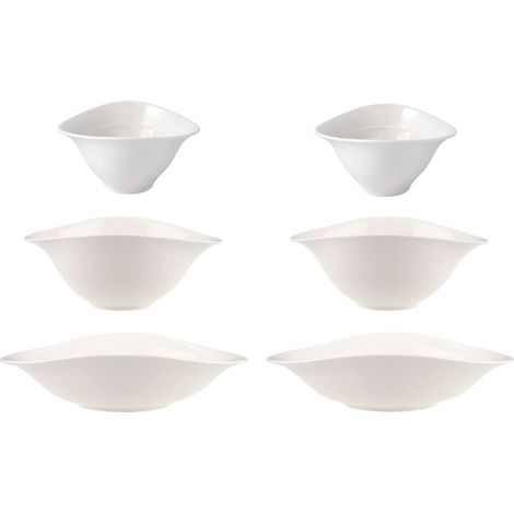 Villeroy & Boch - Vapiano tris di ciotole, 6 pz. Set di stoviglie, ideale per due persone, porcellana Premium, lavabili in lavastoviglie e utilizzabili nel microonde, bianco