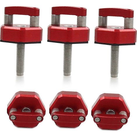 Lot de 6 vis moletées à démontage rapide pour toit rigide de voiture (rouge) (1/5)