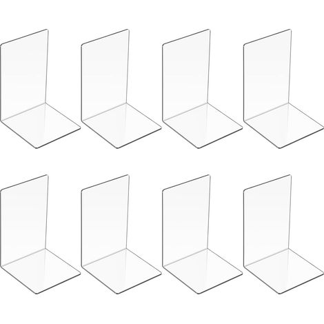 8 serre-livres acrylique transparents pour chambre, bureau, bibliothèque et école
