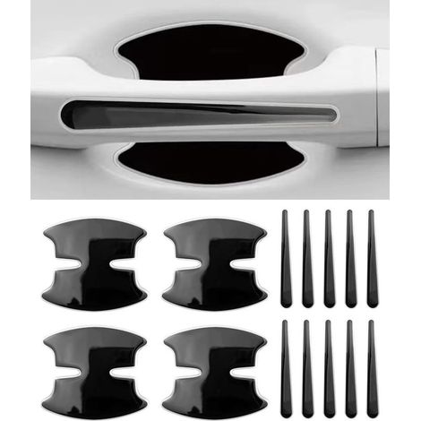 14PCS Protection Portiere Voiture,Protection poignee Porte Voiture,Film Autocollant Poignée Portière Voiture,Poignée Porte Film de Protection pour La Plupart des Véhicules (Noir) (1/5)