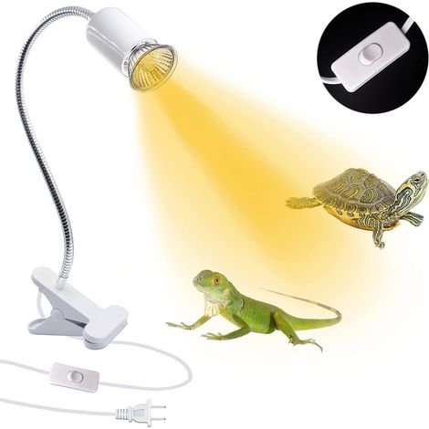 Lampe chauffante pour reptiles et tortues, lampe de table chauffante pivotante à 360° avec pince en céramique flexible et variateur, idéale pour aquarium et lézards. (1/4)