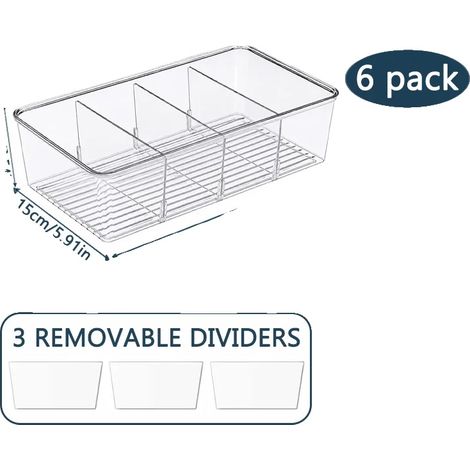 Cajas de almacenamiento, diseño transparente, organizador reutilizable, transparente - 6 unidades (1/2)