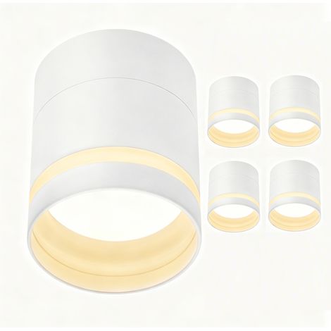 GBLY Aufbauspot LED Aufbaustrahler Weiß im 4er Set Rund Deckenstrahler Warmweiß Acryl Spot Aufbauleuchte mit GX53 Flach Deckenspot 3000K Aufputz Strahler Deckenlampe für Flur Wohnzimmer Schlafzimmer