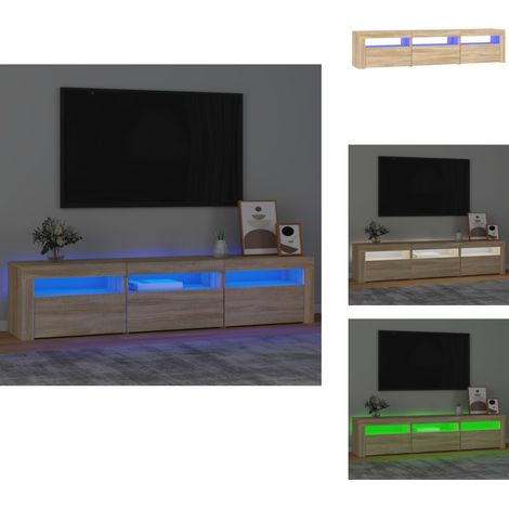 TV-Schrank mit LED-Leuchten Sonoma-Eiche 180x35x40 cm - TV Schrank - Holzwerkstoff - Sonoma Eiche - LED Beleuchtung - Regal (1/5)