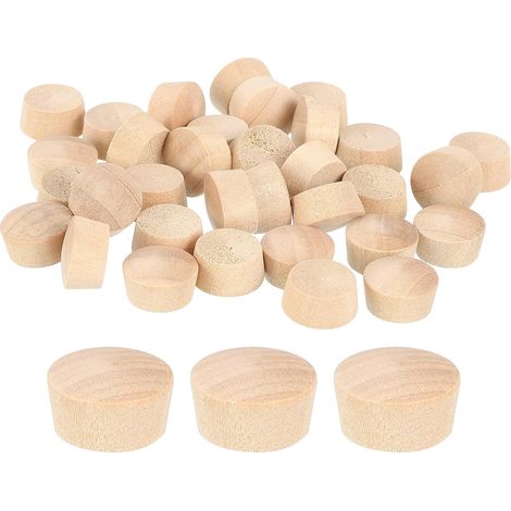 80pcs Wooden Button Stoppers, 14mm Flat Head Hardwood Screw Hole Stoppers, Wood Caps, Plugs for Furniture, Woodworking, Crafts (15.5mm x 14mm) (1/5)