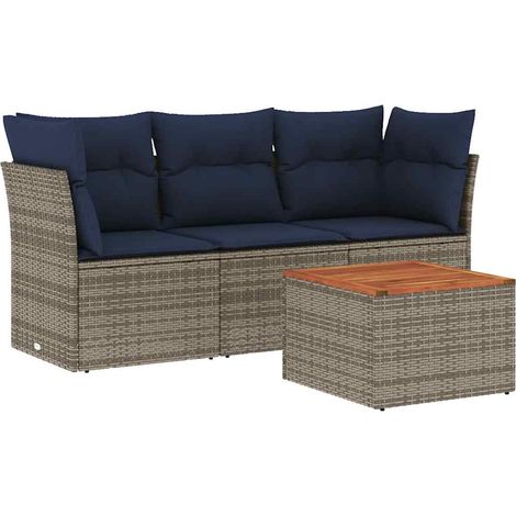 Maison Exclusive - 4-tlg. Garten-Sofagarnitur mit Kissen Grau Pol