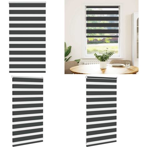 vidaXL Zebrarollo Schwarz 90x100 cm Stoffbreite 85,9 cm Polyester (1/5)