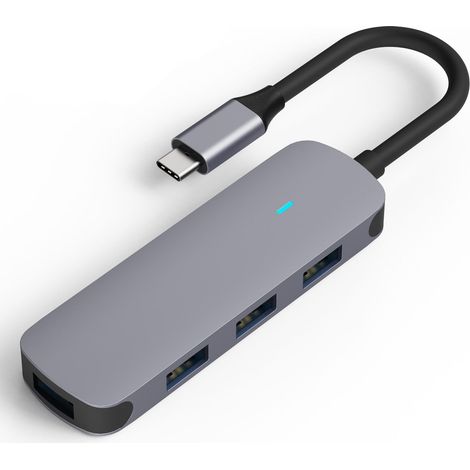 Adaptateur USB C vers 4x USB A, Hub USB 3.0 5Gbps en Aluminium, Compatible MacBook, iPad, Dell XPS, Samsung et Plus (1/5)