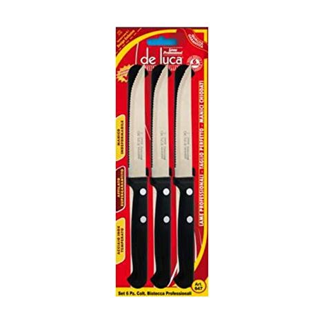 Set coltelli da bistecca con lama in acciaio inox temperata 11 cm 6 pezzi manico polipropilene lavabili in lavastoviglie