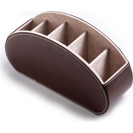 Support de télécommande en cuir synthétique, organiseur multifonction avec 5 compartiments, boîte de rangement pour télécommandes TV, crayons, pinceaux de maquillage