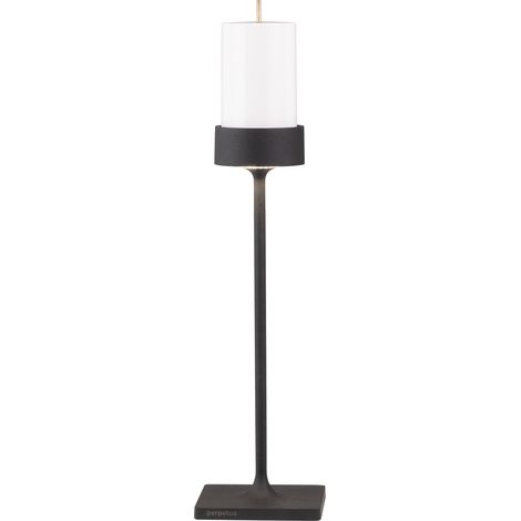 Perpetua Lampada da tavolo ricaricabile a LED senza fili, altezza elevata, design in alluminio pressofuso, colore Nero, sistema batteria modulare