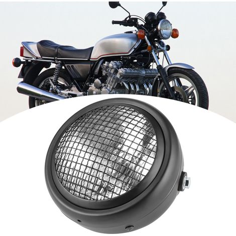 Halogenscheinwerfer im Retro-Stil für 55W 7-Zoll-Motorräder, schwarzes Metall/Glas.