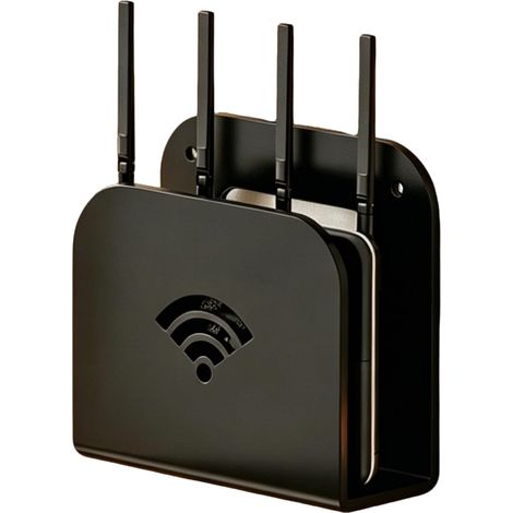 Etagere Pour Decodeur, Cache Box Support Box Internet 2 Modes de Fixation Métal, Support Mural pour Box avec Adhésif et Vis pour Salon Chambre12x12x5cm, Noir (1/5)
