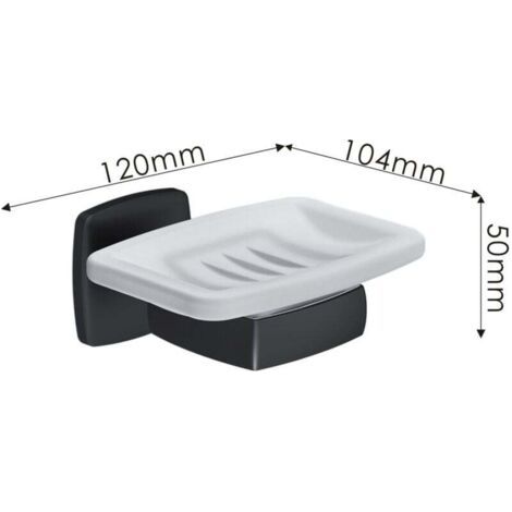 NALOOKAMIC 1PCS Porte-Savon Mural Noir Mat sans percer , Porte-Savon en Verre pour Salle de Bain (1/3)