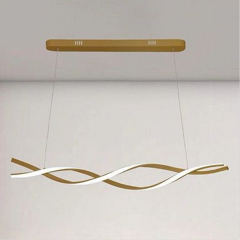TrAdE Shop Traesio - Lampadario Led A Sospensione 48w Oro Spirale Ondulato Vortice Intrecciato Luce 6500k 32514 - (1/4)