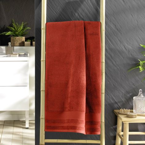 Drap de douche 70 x 130 cm éponge unie tendresse Marsala (1/3)