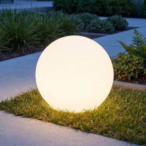 Lampe d'extérieur 40 cm de large 35 cm IP65 Blanc E27 rond 2700 K blanc chaud 600 lm Lampadaire extérieur